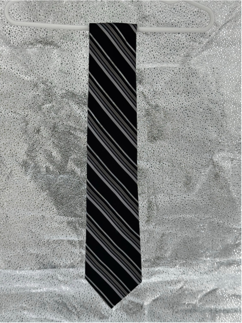Men's City of London Striped Tie, One Size, Black and Grey